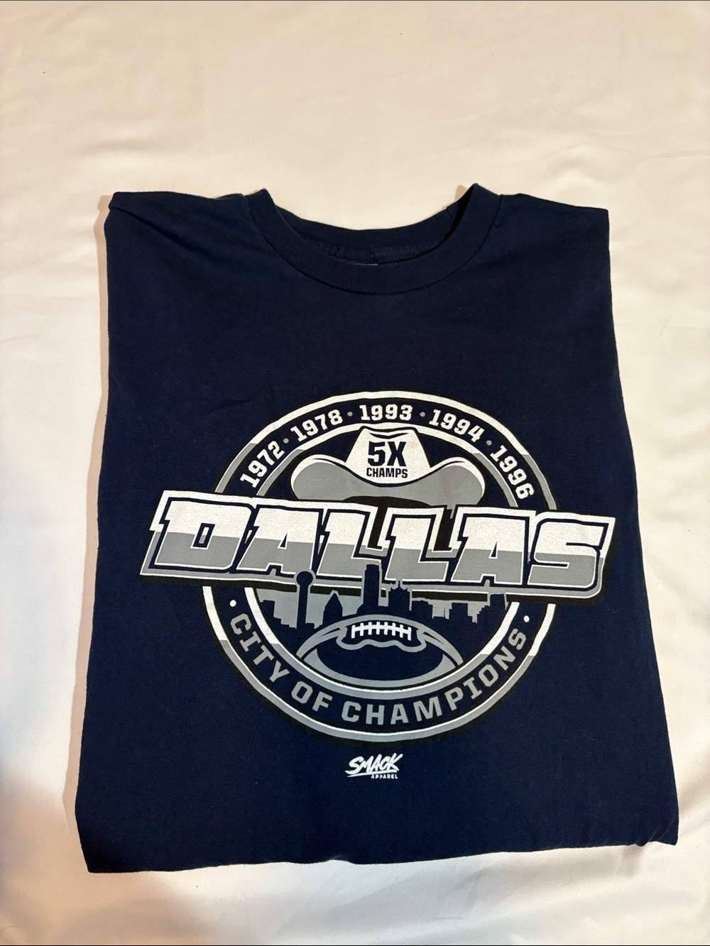 Smack Apparel Dallas Cowboys "City of Champions" 5x Champs Super Bowl Wins 2XL
